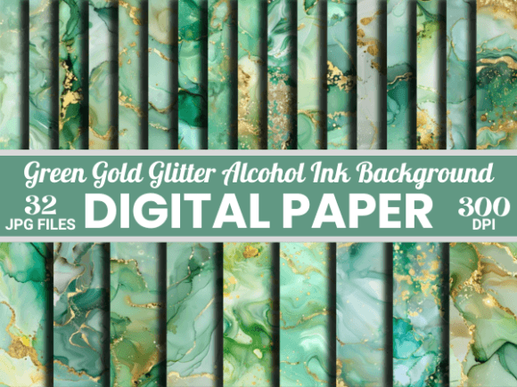 Download Green Gold Glitter Alcohol Ink Paper - Premium Resources