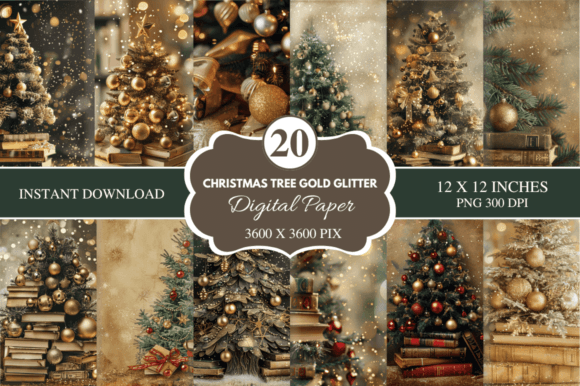 Download Christmas Tree Gold Glitter Patterns - Premium Resources