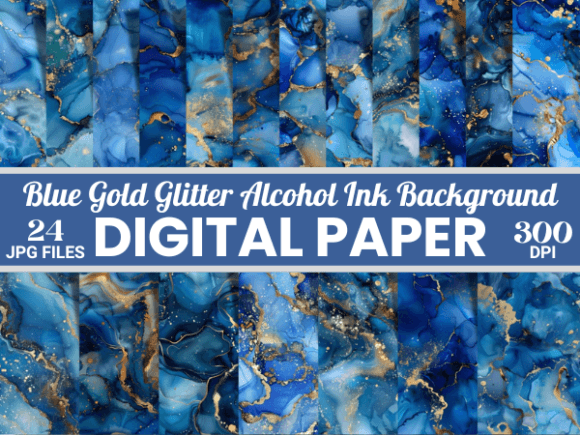 Download Blue Gold Glitter Alcohol Ink Background - Premium Resources