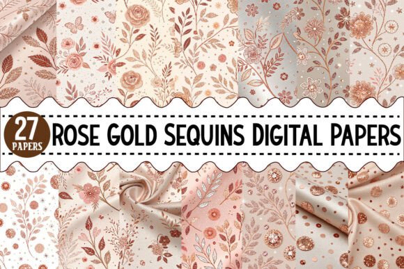 Download Rose Gold Sequins Digital Papers Bundle - Premium Bundle