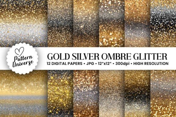 Download Gold Silver Glitter Ombre Backgrounds - Silver glitter Collection