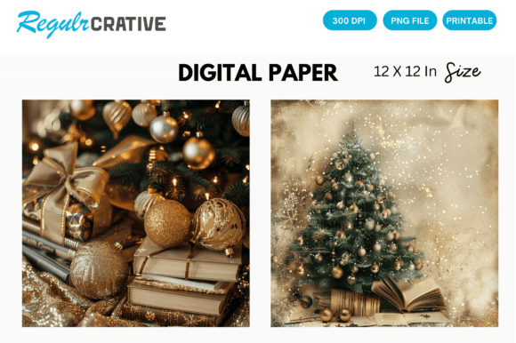 Download Christmas Tree Gold Glitter Digital Pape - Premium Resources