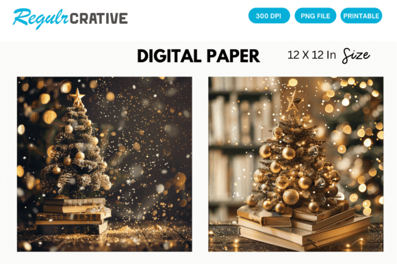 Download Christmas Tree Gold Glitter Digital Pape - Premium Resources