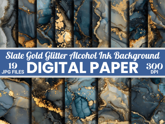 Download Slate Gold Glitter Alcohol Ink Backdrop - Premium Resources